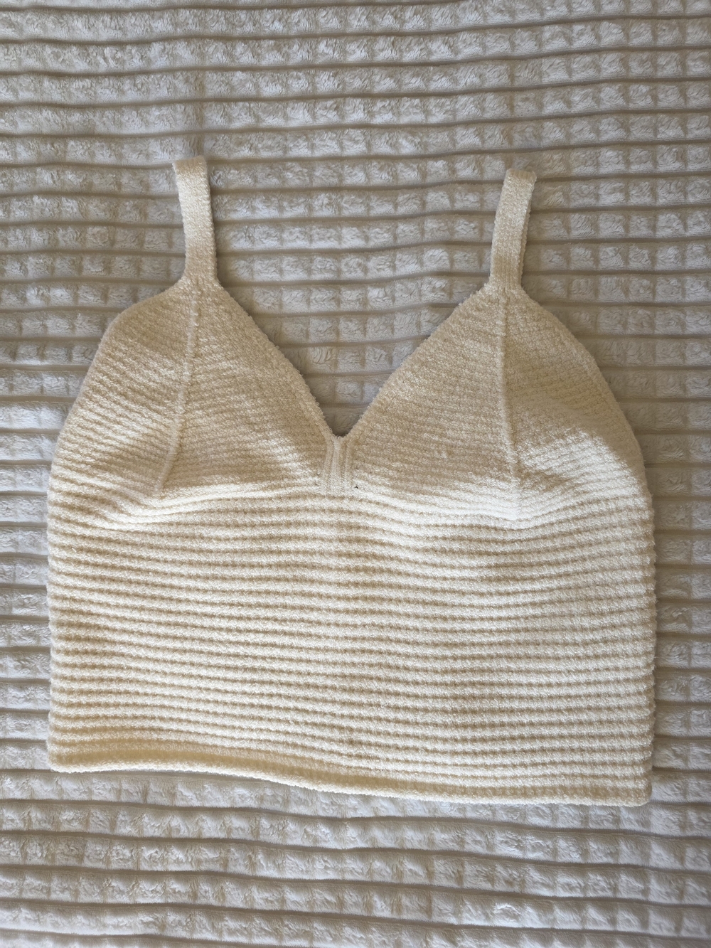 Forever 21 Women's L Cream Ribbed Knit Top
